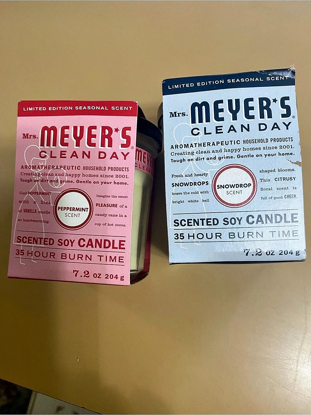 Mrs. Meyer’s Clean Day Scented Soy Candle Peppermint & Snowdrop Soy Candles NWT